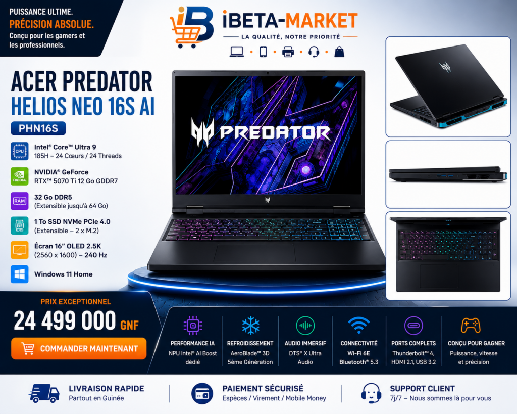 Laptop Acer predator U9 32go 1tb 12go NVIDIA