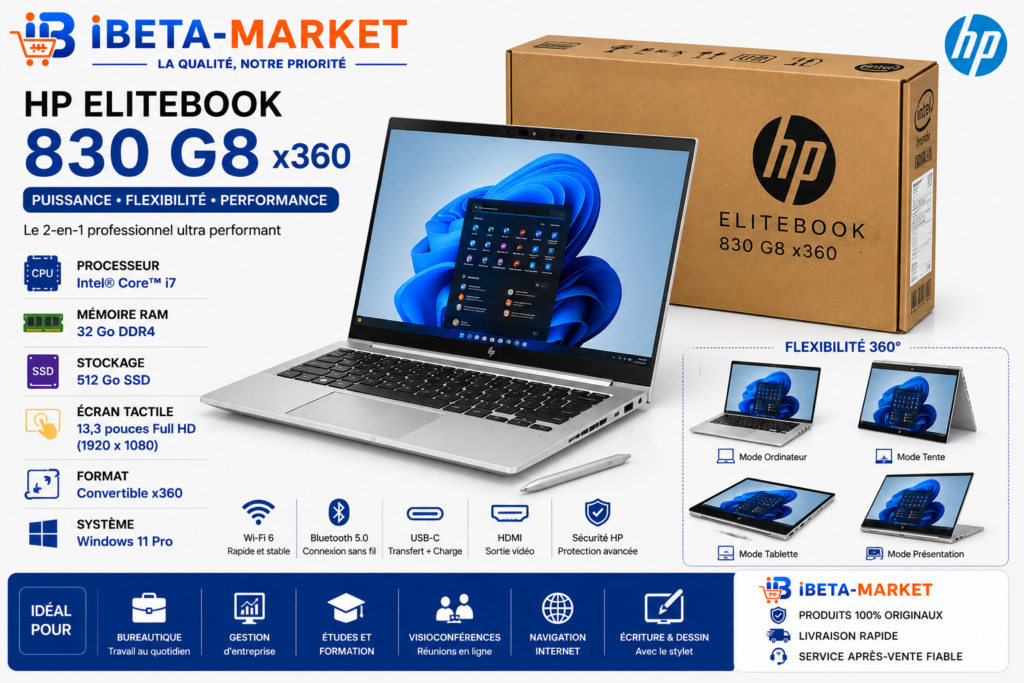 OBOX HP ELITEBOOK 830 G8 Ci7 X360 32GO 512SSD