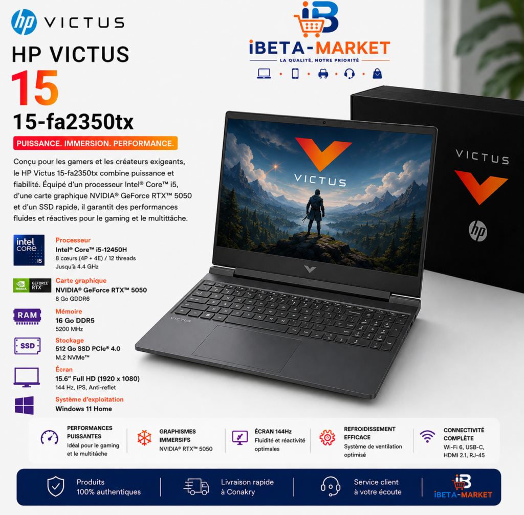 LAPTOP HP VICTUS I7 16go 512ssd 8GO NVIDIA